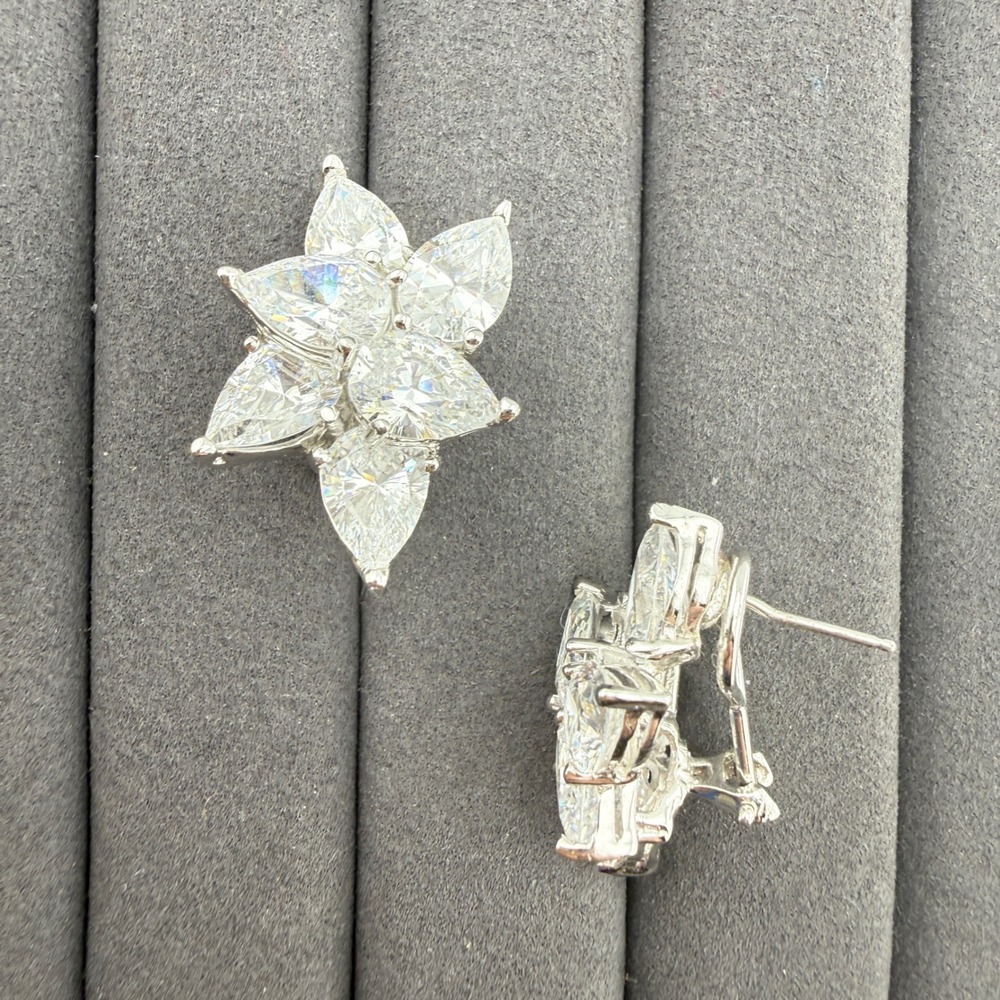 Sterling Silver Crystal Star Cluster Earrings Cocktail Statement